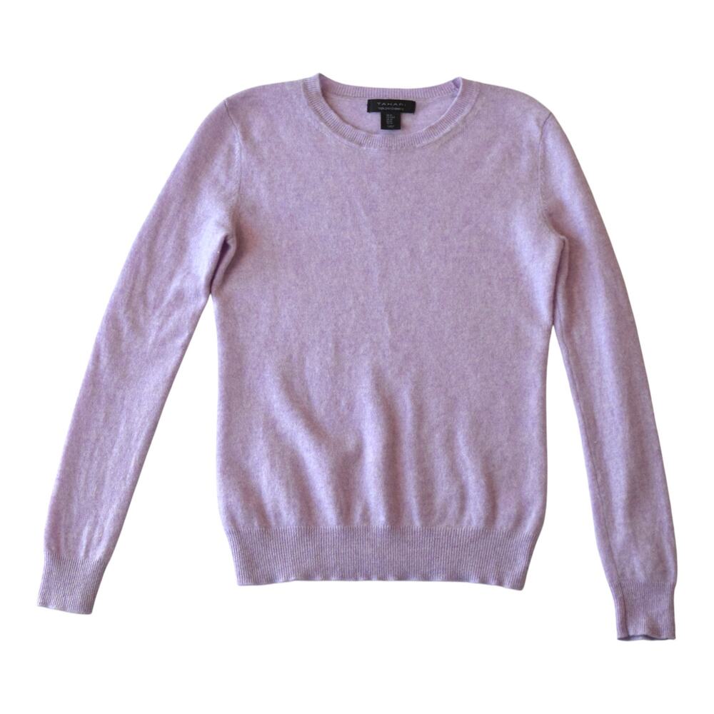 Tahari Cashmere Crewneck Sweater - Lavender Purple - Size Medium